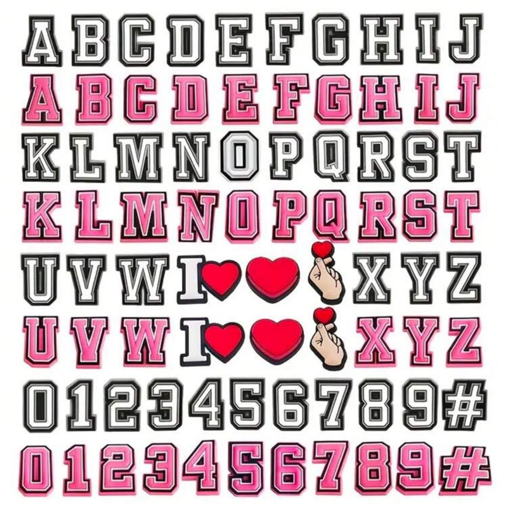 1 Set Alphabet/Number Croc Charms (Pink‎ or White)
